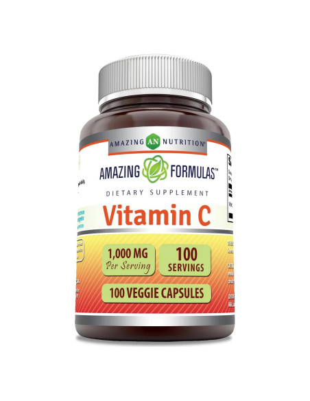 Suplemento de Vitamina C 1000 Mg Fórmulas Asombrosas - 100 Cápsulas Vegetales Suplemento de Vitamina C 1000 Mg Fórmulas Asombrosas - 100 Cápsulas Vegetales