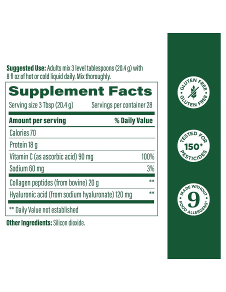 Péptidos de Colágeno MegaFood 567g - Sin Sabor, Vitamina C Péptidos de Colágeno MegaFood 567g - Sin Sabor, Vitamina C