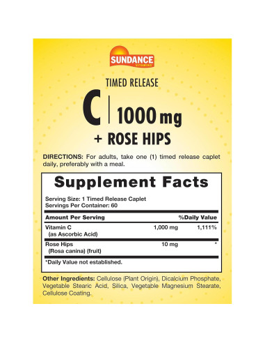 Vitamina C 1000mg Sundance con Rosa Mosqueta - 60 Tabletas