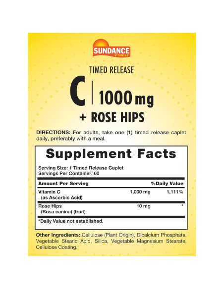 Vitamina C 1000mg Sundance con Rosa Mosqueta - 60 Tabletas