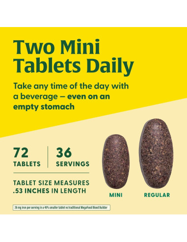MegaFood Constructor de Sangre - Suplemento de Hierro Vegano 72 Tabletas