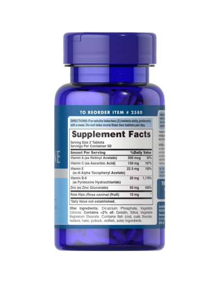 Suplemento de Zinc Puritan's Pride para Piel Acneica 100 Tabletas Suplemento de Zinc Puritan's Pride para Piel Acneica 100 Tabletas