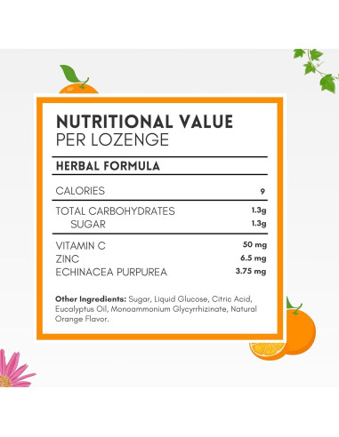 Pastillas Herbion Naturals Zinc Echinacea Vitamina C 25 CT Naranja