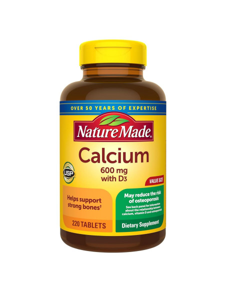 Suplemento de Calcio 600 mg con Vitamina D3 Nature Made 220 Tabletas