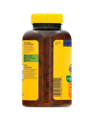 Suplemento de Calcio 600 mg con Vitamina D3 Nature Made 220 Tabletas