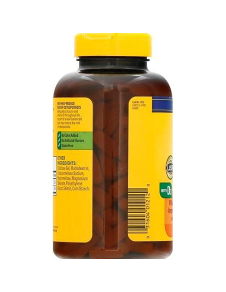 Suplemento de Calcio 600 mg con Vitamina D3 Nature Made 220 Tabletas