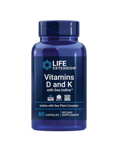 Vitaminas D3 y K1 K2 Life Extension 60 cápsulas 45g