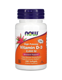 Vitamina D-3 50 mcg NOW Foods 240 Gelatinas Blandas 2