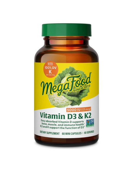 MegaFood Vitamina D3 5000 UI + K2 - 60 Mini Cápsulas MegaFood Vitamina D3 5000 UI + K2 - 60 Mini Cápsulas