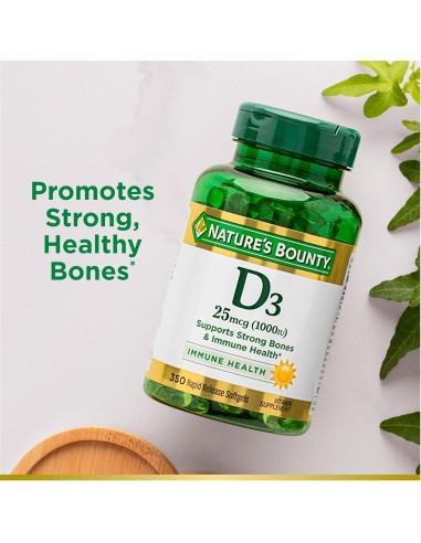 Suplemento Vitamina D3 1000 UI Nature's Bounty 350 Cápsulas