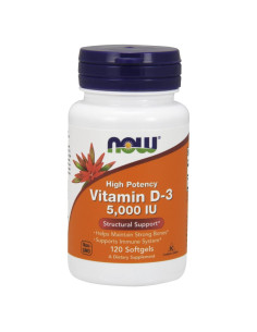 Vitamina D3 5000 IU NOW Foods 360 Cápsulas 0.91 kg