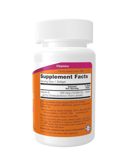 Vitamina D-3 10,000 UI NOW Foods 30 Gelatinas Blandas Vitamina D-3 10,000 UI NOW Foods 30 Gelatinas Blandas