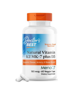 Vitaminas K2 MK-7 Plus D3 Doctor's Best 60 Cápsulas Vegetales