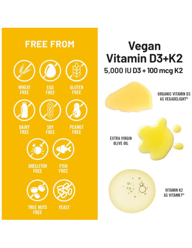 NatureWise Vitamina D3 Vegana 5000UI + K2 100mcg - Alta Absorción