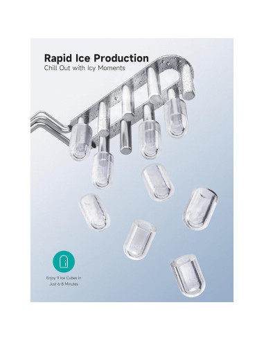 HiCOZY Máquina de Hielo Portátil 11.79 kg/día Autolimpieza