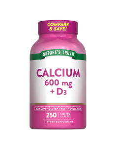 Calcio 600mg con Vitamina D3 Verdad de la Naturaleza 250 Tabletas