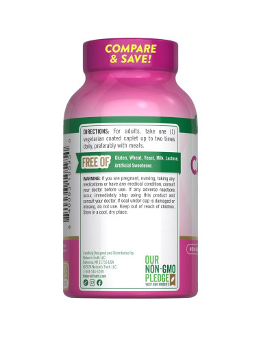 Calcio 600mg con Vitamina D3 Verdad de la Naturaleza 250 Tabletas