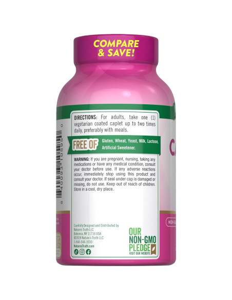 Calcio 600mg con Vitamina D3 Verdad de la Naturaleza 250 Tabletas