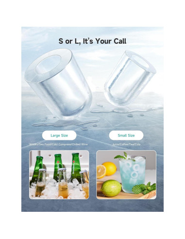 HiCOZY Máquina de Hielo Portátil 11.79 kg/día Autolimpieza