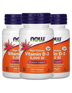 Suplemento de Vitamina D-3 5000 UI Now Foods 240 Gelatinas