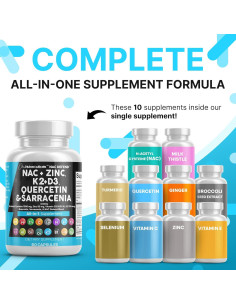 Suplemento NAC 1000mg Clean Nutraceuticals Vitamina D3 K2 Zinc 2