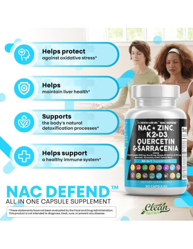Suplemento NAC 1000mg Clean Nutraceuticals Vitamina D3 K2 Zinc
