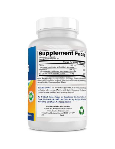 Calcio Magnesio Zinc Mejores Naturales 360 Tabletas
