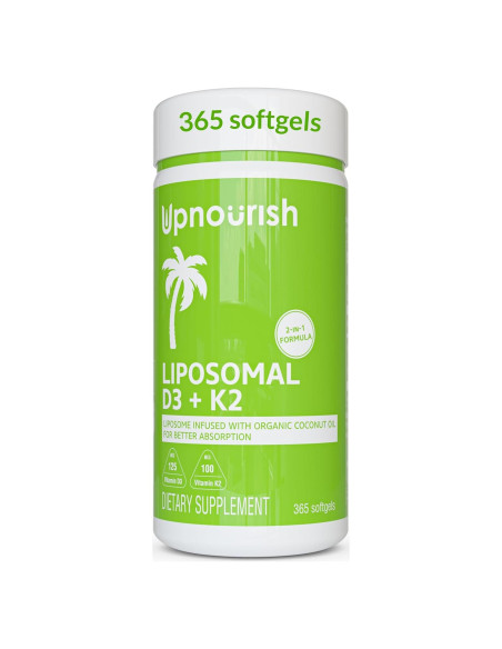Suplemento Liposomal D3 y K2 MK-7 UpNourish 5000 UI 100 mcg