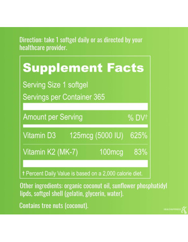 Suplemento Liposomal D3 y K2 MK-7 UpNourish 5000 UI 100 mcg