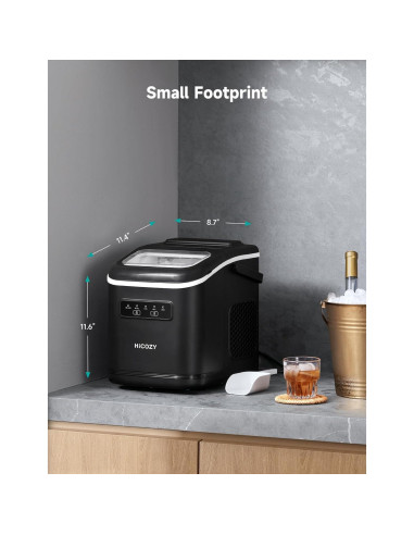 HiCOZY Máquina de Hielo Portátil 11.79 kg/día Autolimpieza