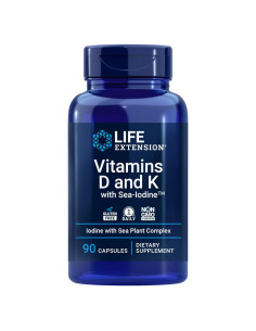 Vitaminas D y K Life Extension con Sea-Iodine 90 Cápsulas