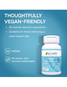EZ Melts Suplemento de Calcio y Magnesio D3 Sin Azúcar 132g 2