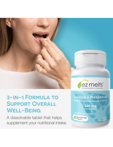 EZ Melts Suplemento de Calcio y Magnesio D3 Sin Azúcar 132g