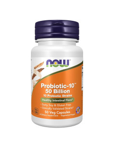 NOW Foods Probiotic-10, 50 Mil millones, 10 Cepas Probioticas, 50 Cápsulas Veganas