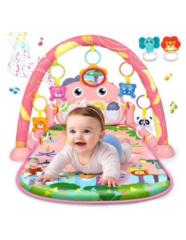 Alfombra de Juego UMIKU Dinosaurio Rosa 0-12 Meses Musical