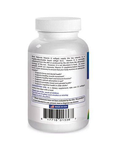 Vitamina D3 10000 UI Softgel Mejores Naturales 240 Unidades