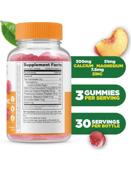 Gomitas de Calcio Magnesio Zinc D3 Lifeable 90 Unidades