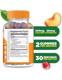 Gomitas de Calcio Lifeable 500mg con Vitamina D3 1000UI - 60 Unidades 2