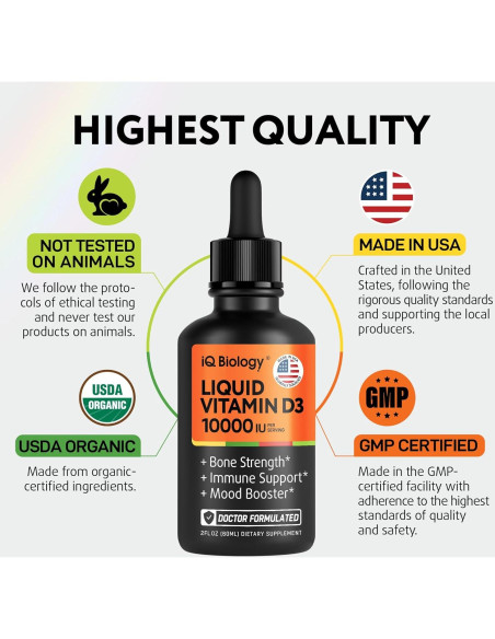 Vitamina D3 10000 UI IQ Biology - Gotas Líquidas 59 ml