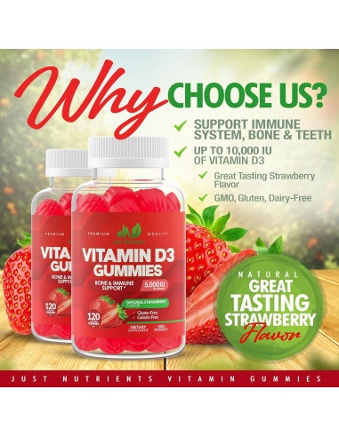 Vitamina D3 5000UI Gominolas Just Nutrients 120 Unidades