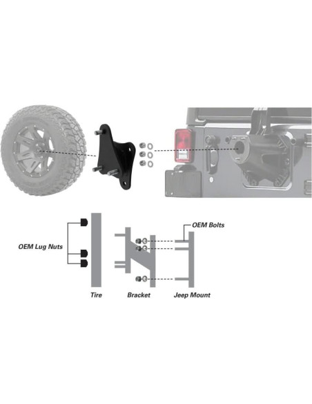Soporte de llanta de repuesto Extreme Max 5001.5797 para Jeep JK