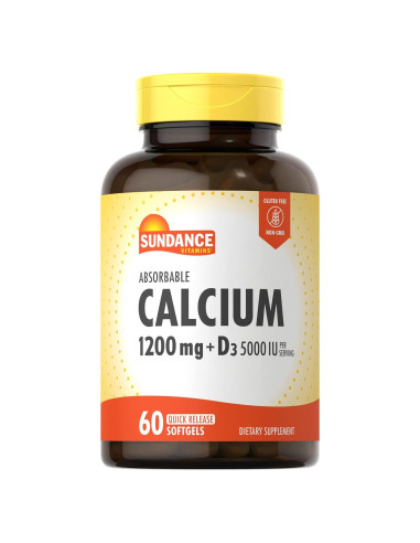 Suplemento de Calcio 1200 mg + Vitamina D3 5000 UI Sundance | 60 Gelatinas Blandas
