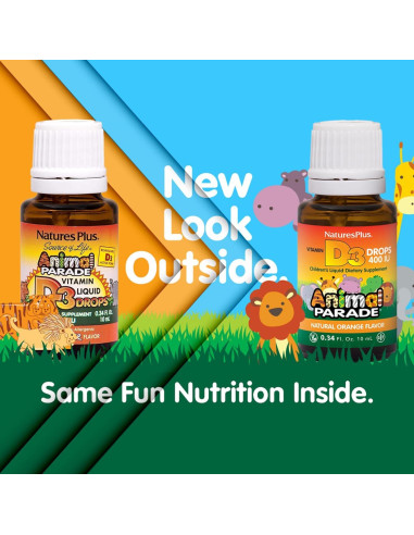 Gotas de Vitamina D3 Líquida Natures Plus 400 UI 10 mL Sabor Naranja