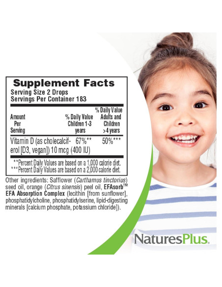 Gotas de Vitamina D3 Líquida Natures Plus 400 UI 10 mL Sabor Naranja Gotas de Vitamina D3 Líquida Natures Plus 400 UI 10 mL Sabor Naranja