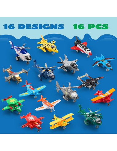 Juguetes de Aviones Retroceso Joyin 16 Piezas 11.4 cm