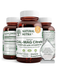 Natural Nutra Cal-Mag Citrato 1000/500 mg 250 Tabletas Veganas