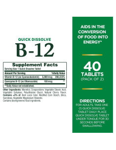 Vitamina B12 Nature's Bounty 5000mcg 80 Tabletas Disolución Rápida 2