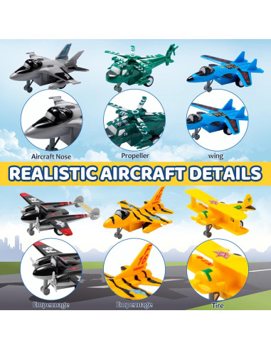 Juguetes de Aviones Retroceso Joyin 16 Piezas 11.4 cm
