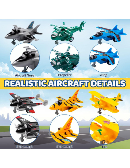 Juguetes de Aviones Retroceso Joyin 16 Piezas 11.4 cm