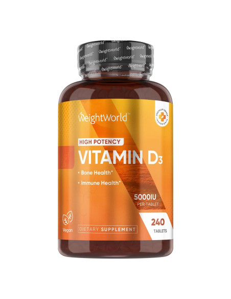 WeightWorld Vitamina D3 Vegana 5000 UI - 240 Tabletas Sin Gluten